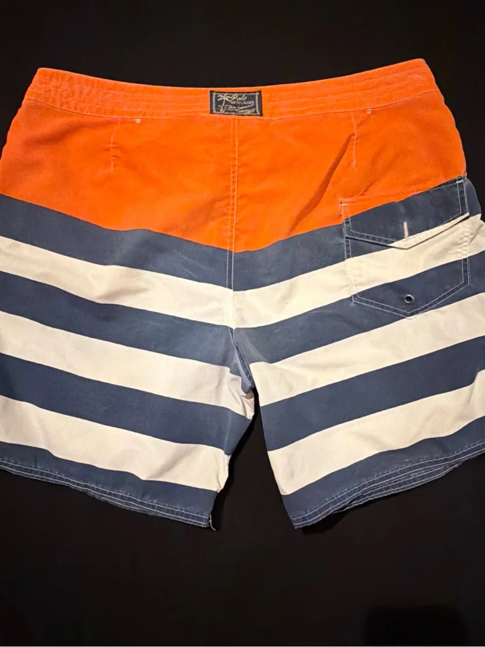 Men's Polo Ralph Lauren Blue‎ Stripped Swim Trunks Mens Size 38